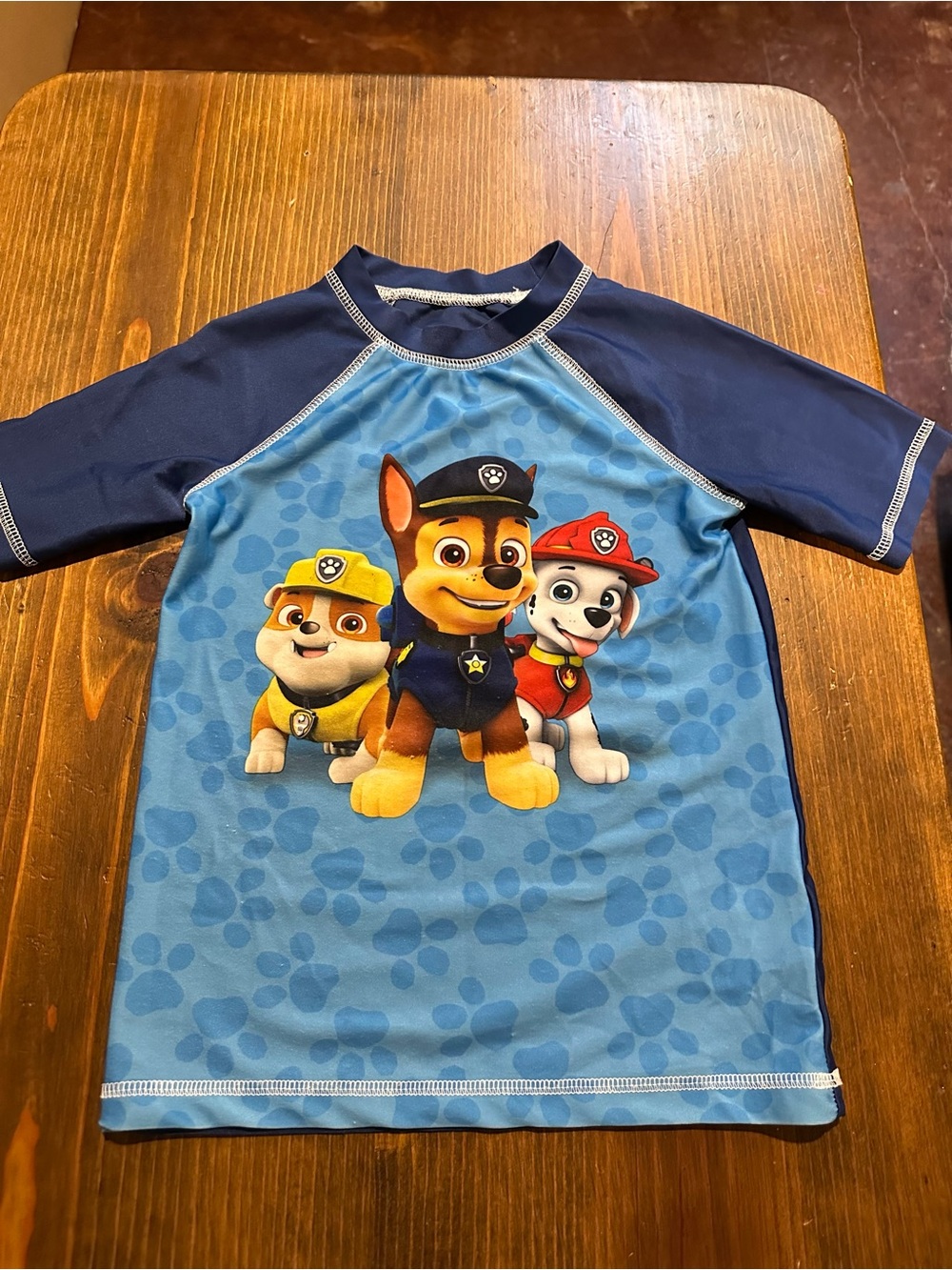 Paw Patrol Light Blue and Navy Kids Rash Guard Swim Top